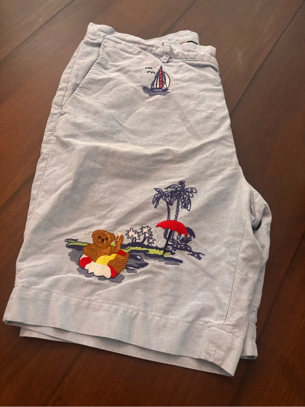 Polo by Ralph Lauren Light Blue Embroidered Polo Bear Shorts